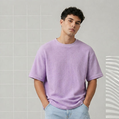 Waffle Boxy Fit Tee Under ₹699 | Lavender
