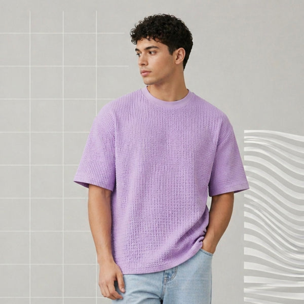Waffle Boxy Fit Tee Under ₹699 | Lavender
