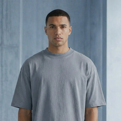 Cotton  Boxy Fit T-Shirt - Steel Blue