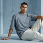 Cotton  Boxy Fit T-Shirt - Steel Blue