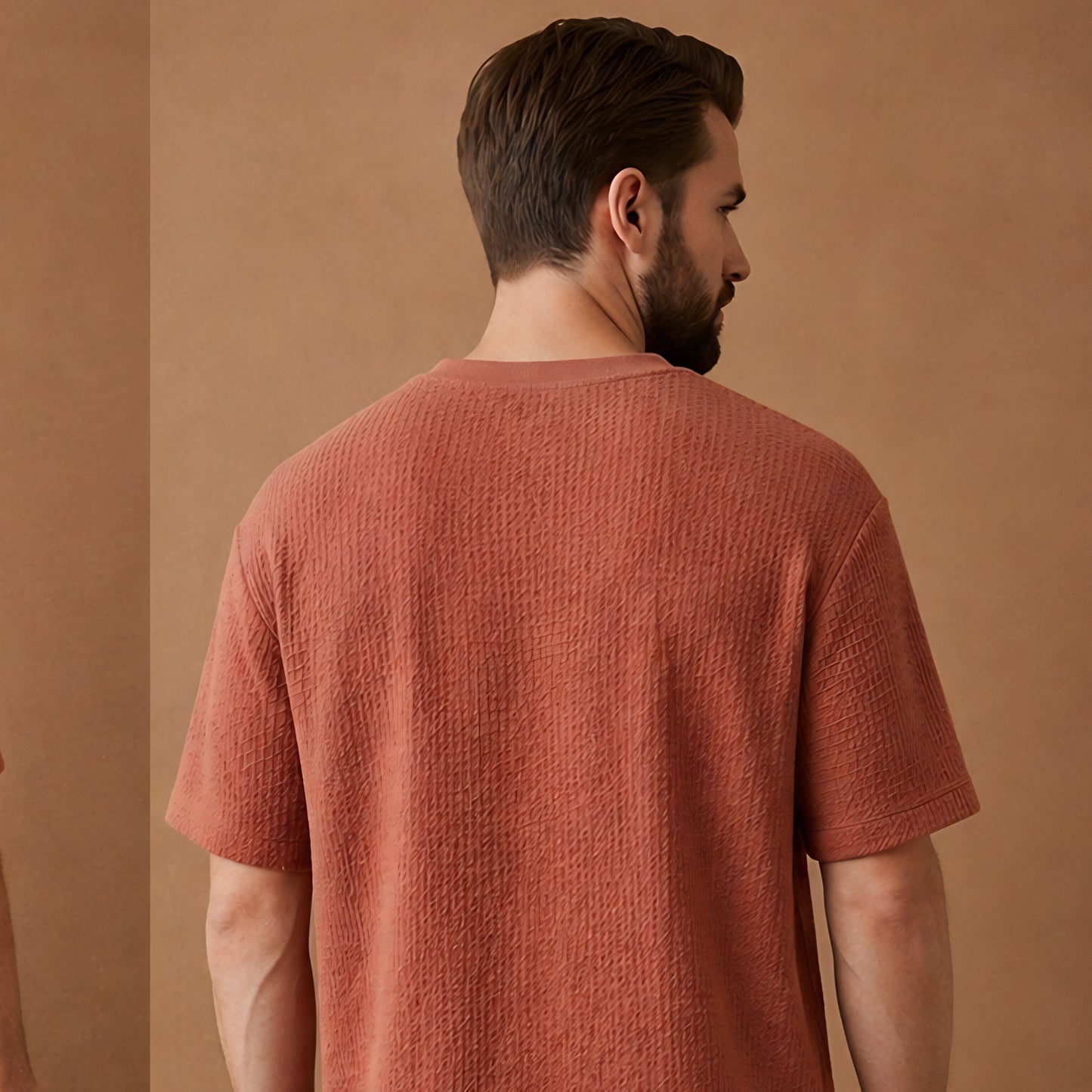 Waffle Boxy Fit Tee Under ₹699 | Cinnamon Brown