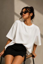 Waffle Boxy Fit Tee Under ₹699 | White Color