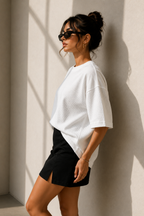 Waffle Boxy Fit Tee Under ₹699 | White Color