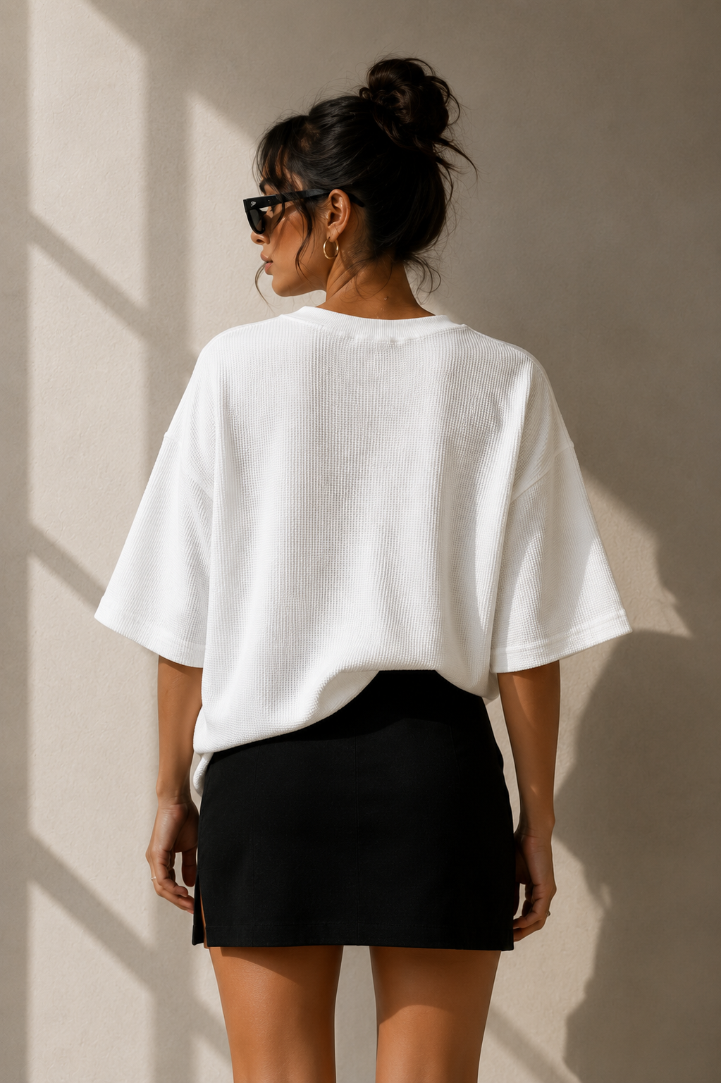 Waffle Boxy Fit Tee Under ₹699 | White Color