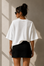 Waffle Boxy Fit Tee Under ₹699 | White Color