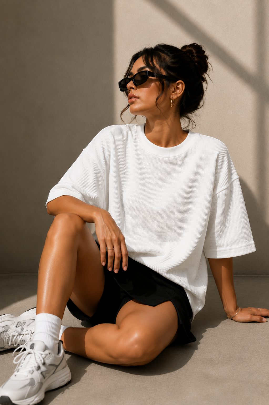 Waffle Boxy Fit Tee Under ₹699 | White Color