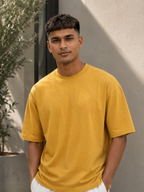 Cotton Boxy Fit T-Shirt - Mustard Yellow