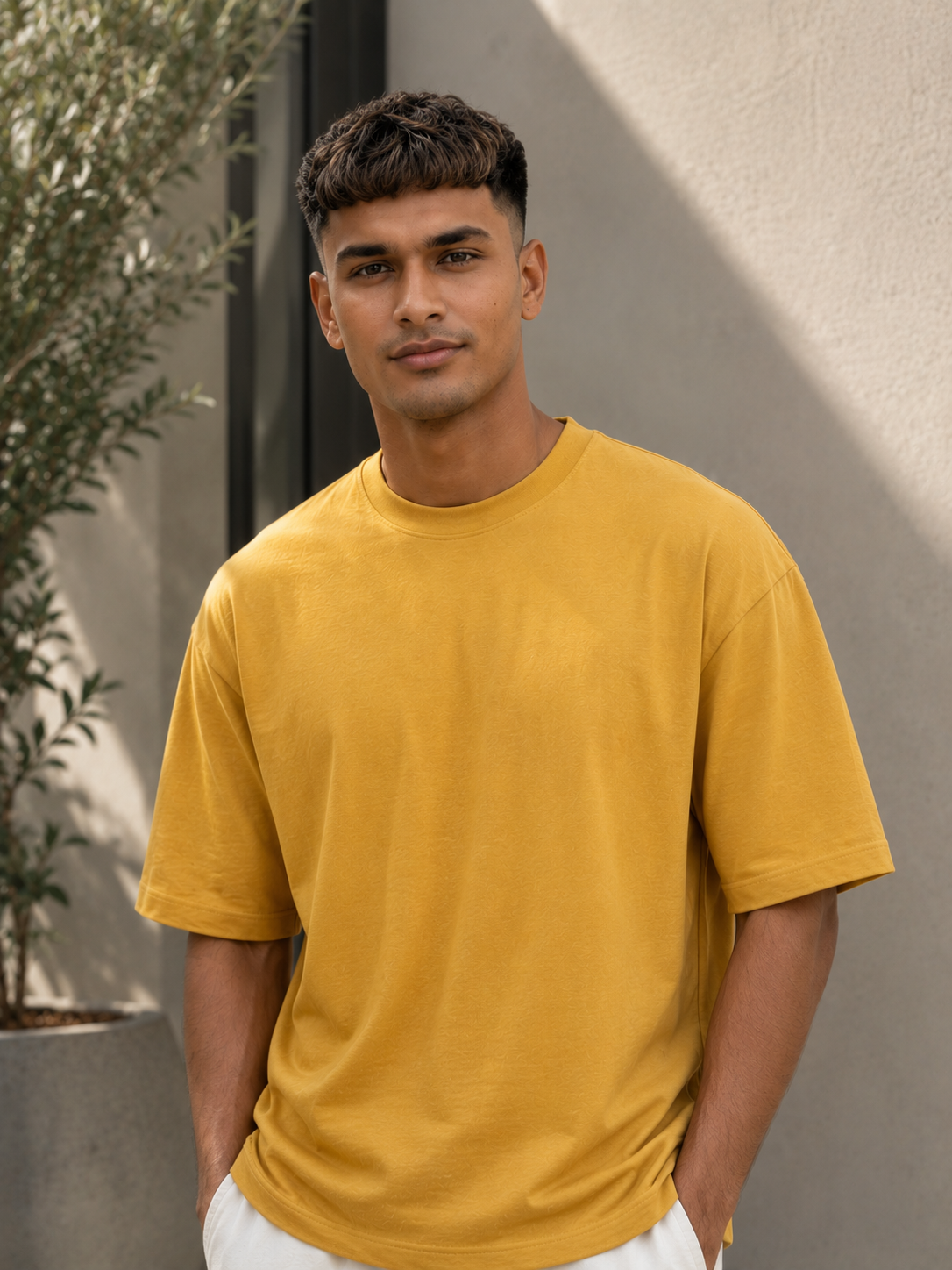 Cotton Boxy Fit T-Shirt - Mustard Yellow