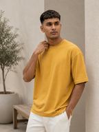 Cotton Boxy Fit T-Shirt - Mustard Yellow