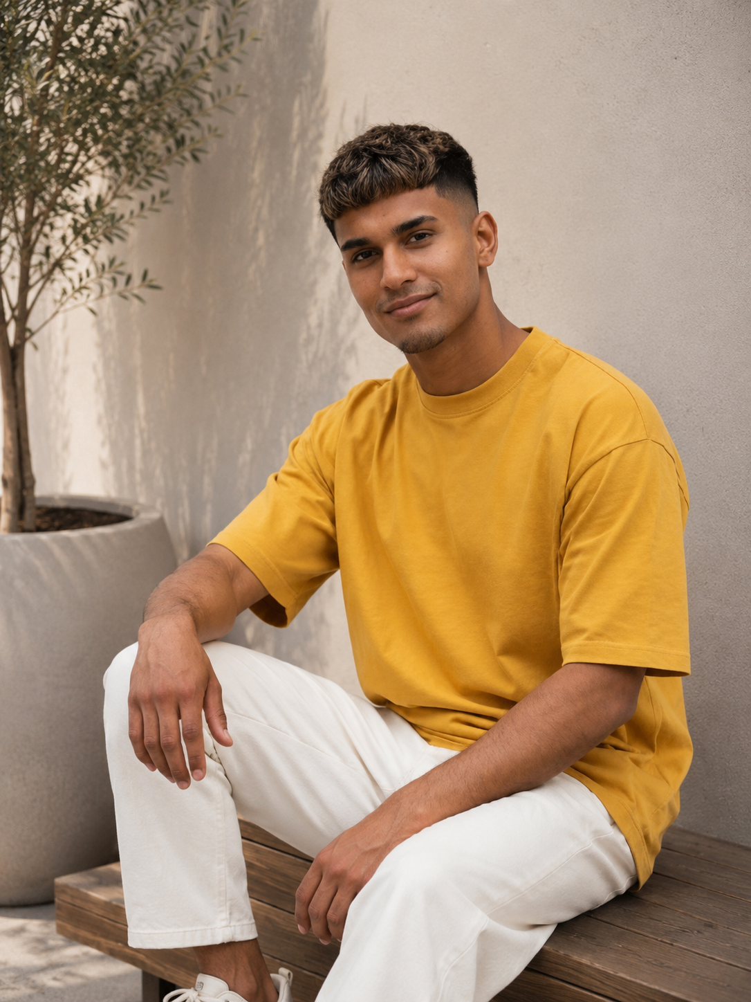 Cotton Boxy Fit T-Shirt - Mustard Yellow