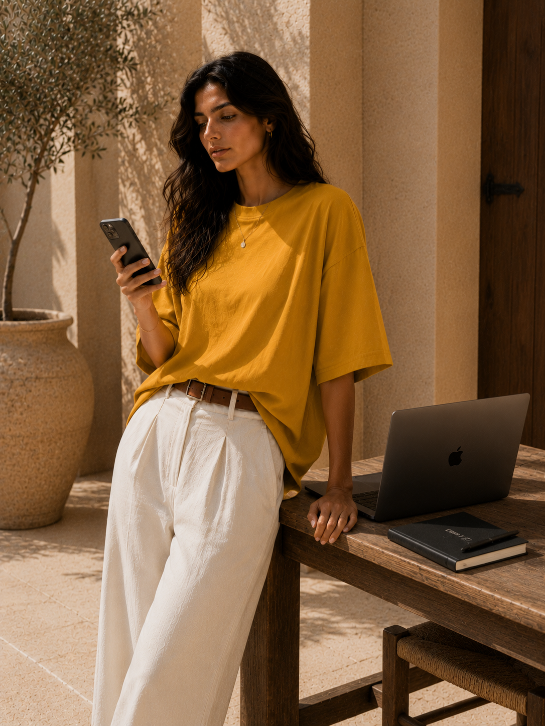 Cotton Boxy Fit T-Shirt - Mustard Yellow Color