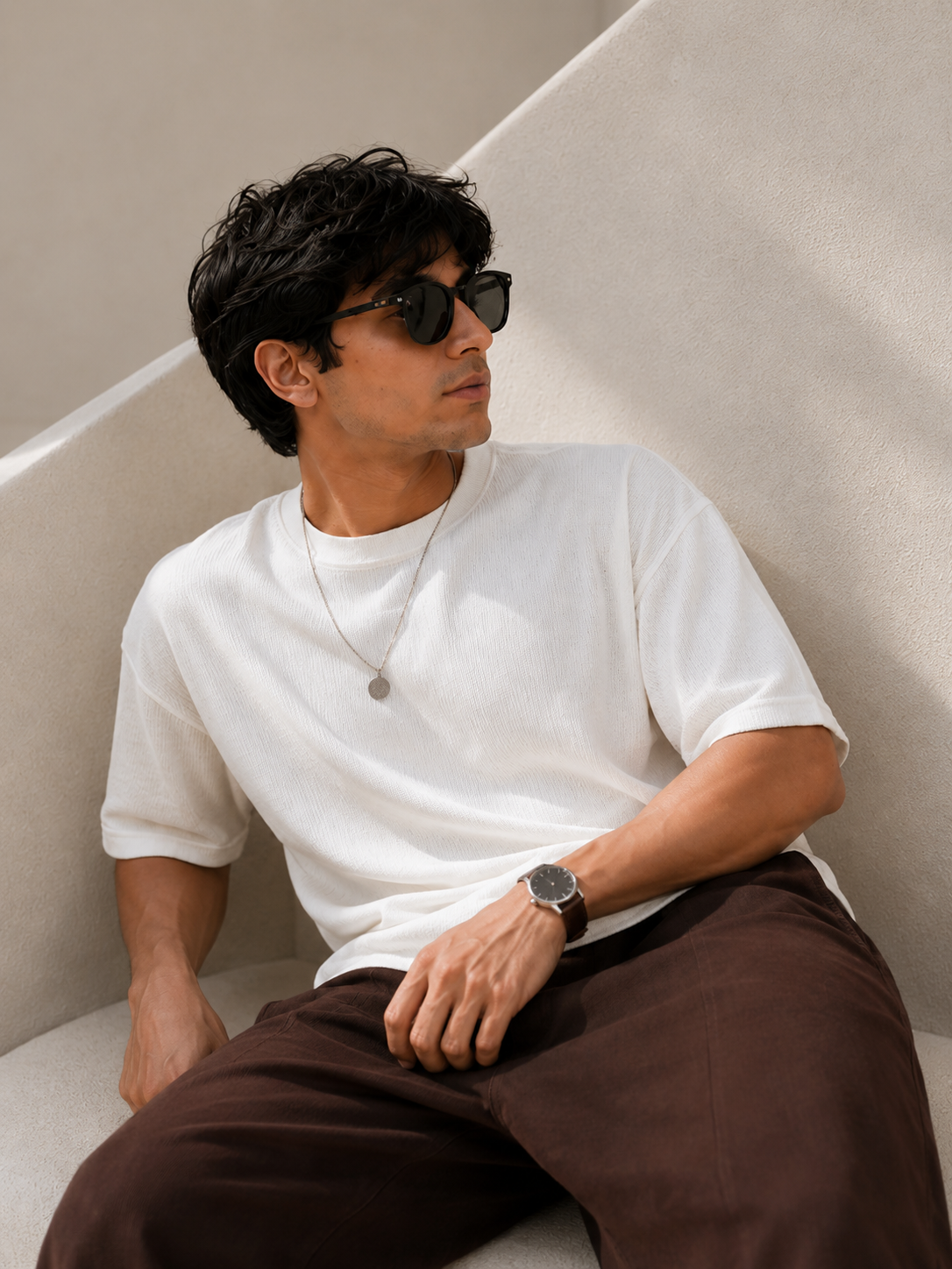 Waffle Boxy Fit Tee Under ₹699 | White