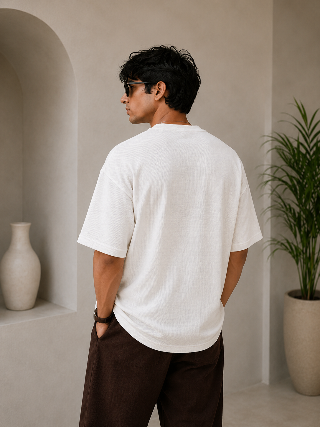 Waffle Boxy Fit Tee Under ₹699 | White